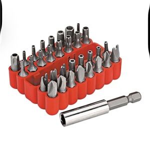 Precision Screwdriver Bit Set with Red Holder